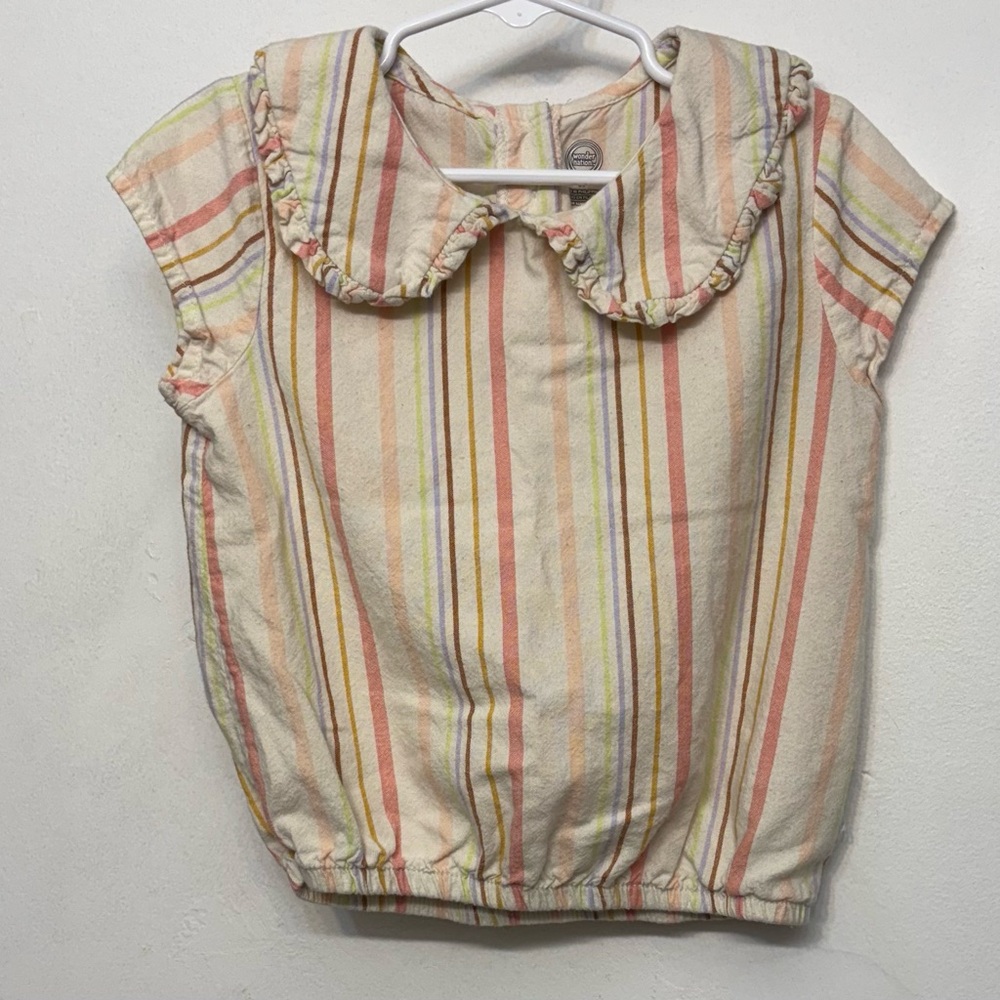Wonder Nation Vertical Striped Peter Pan Collar Blouse Girls 5t NWOT